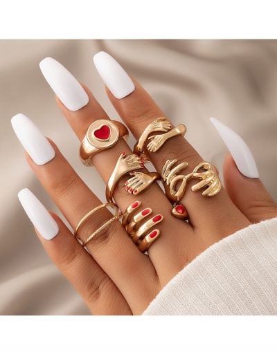  Geometric Metal Decor Six-Piece Ring Sets #796366 $6.02 USD, Wholesale Fashion Ring