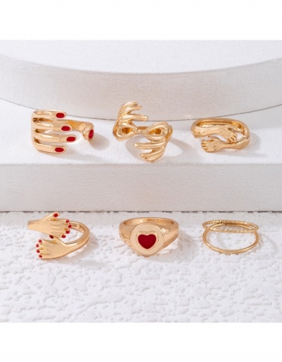 Replica  Geometric Metal Decor Six-Piece Ring Sets #796366 $6.02 USD for Wholesale