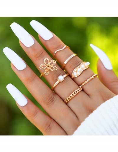  Simple Design Hollowed-out Pearl Seven-piece Rings #796373 $5.75 USD, Wholesale Fashion Ring