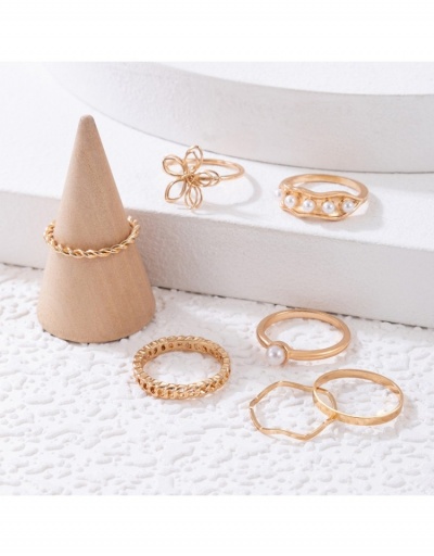 Replica  Simple Design Hollowed-out Pearl Seven-piece Rings #796373 $5.75 USD for Wholesale