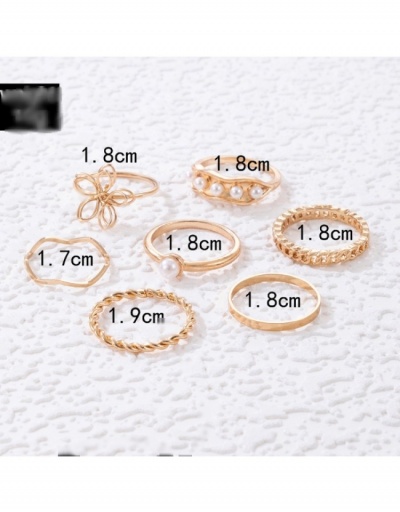 Replica  Simple Design Hollowed-out Pearl Seven-piece Rings #796373 $5.75 USD for Wholesale