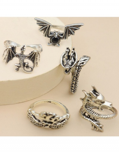 Replica  Geometric Punk Bat Dragon 5 Pieces Ring Set #796375 $4.95 USD for Wholesale