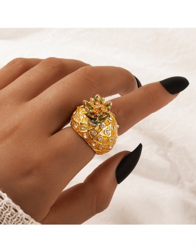  European Personality Metal Decor Diamond Pineapple Stereo Ring #796376 $4.03 USD, Wholesale Fashion Ring