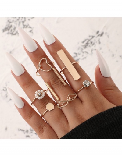 Fashion Metal Decor Geometric Square Women's Seven-piece Ring Set #796377 $5.99 USD, Wholesale Fashion Ring