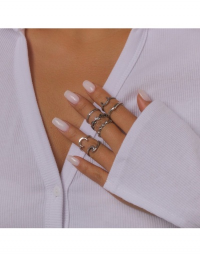  Simple Retro Metal Decor Leaf Seven-piece Ring Set #796378 $7.70 USD, Wholesale Fashion Ring