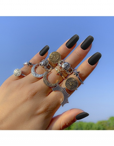  Retro Star Moon Metal Rings Sets #796382 $7.80 USD, Wholesale Fashion Ring