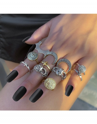 Replica  Retro Star Moon Metal Rings Sets #796382 $7.80 USD for Wholesale