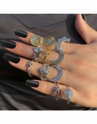 Replica  Retro Star Moon Metal Rings Sets #796382 $7.80 USD for Wholesale