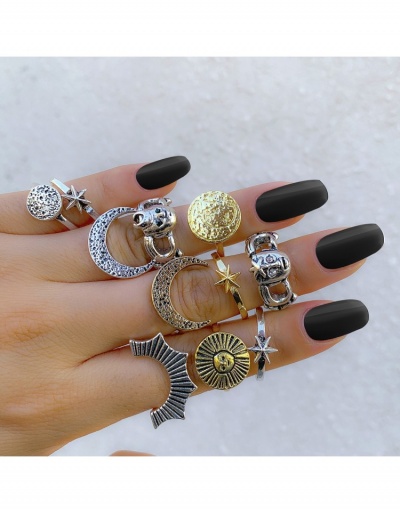 Replica  Retro Star Moon Metal Rings Sets #796382 $7.80 USD for Wholesale