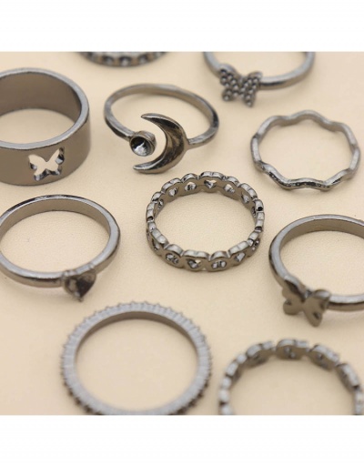 Replica Fashion Hollowed Out Butterfly Moon Shape Ring Sets #796389 $6.08 USD for Wholesale