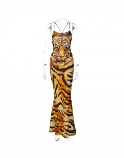 Replica Seductive Animal Print  Backless Long Sleeveless Maxi Dress Sleeveless U Neck #796419 $22.25 USD for Wholesale