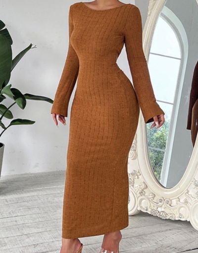 Backless Solid Long Sleeve Maxi Dresses For Women Long Sleeve #796422 $20.49 USD, Wholesale Fashion Maxi Dresses