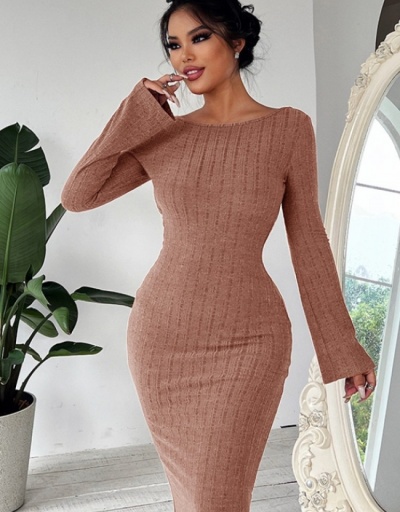 Replica Backless Solid Long Sleeve Maxi Dresses For Women Long Sleeve #796422 $20.49 USD for Wholesale