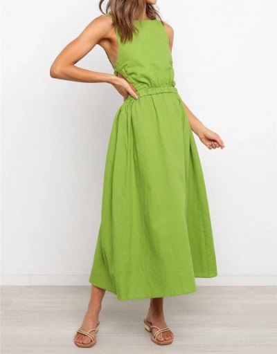 Replica Backless Solid Sleeveless Ladies Maxi Dresses Sleeveless Crew Neck #796425 $25.90 USD for Wholesale