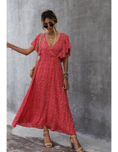  Floral Printing V-Neck Dress Short Sleeve V Neck #796427 $29.12 USD, Wholesale Fashion Maxi Dresses