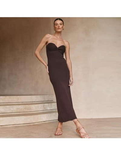 Replica Slit Strapless Solid Maxi Dresses For Women Sleeveless Sweetheart Neck #796438 $20.00 USD for Wholesale