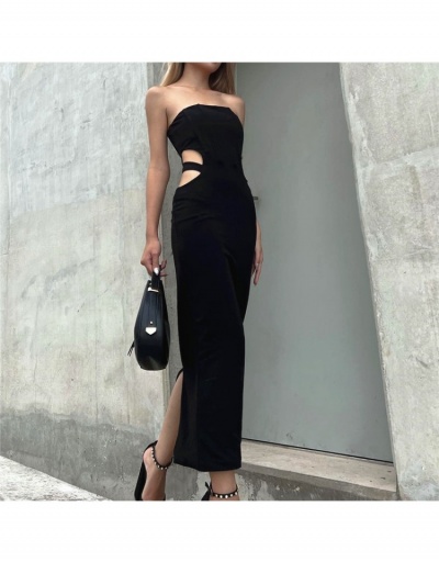 Street Ladies Black Cut Out Strapless Maxi Dress Sleeveless Boat Neck #796440 $24.44 USD, Wholesale Fashion Maxi Dresses