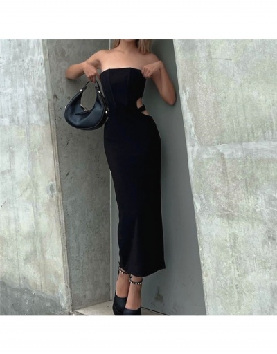 Replica Street Ladies Black Cut Out Strapless Maxi Dress Sleeveless Boat Neck #796440 $24.44 USD for Wholesale