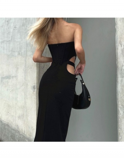 Replica Street Ladies Black Cut Out Strapless Maxi Dress Sleeveless Boat Neck #796440 $24.44 USD for Wholesale