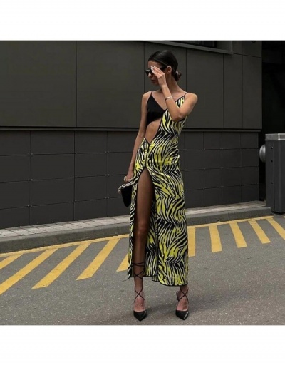 Replica Stylish Printed Spaghetti Straps Slit Maxi Dress Sleeveless V Neck #796441 $21.17 USD for Wholesale