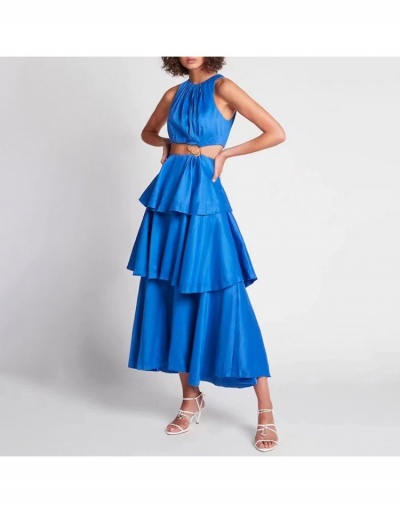 Fashion Ruffled Waist Cut Sleeveless Maxi Dress Sleeveless Crew Neck #796444 $104.53 USD, Wholesale Fashion Maxi Dresses