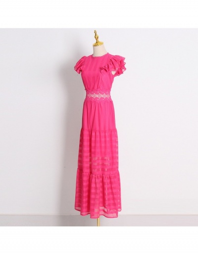 Replica  Solid Ruffled Cutout Lace Sleevelss Maxi Dress Sleeveless Crew Neck #796446 $107.06 USD for Wholesale