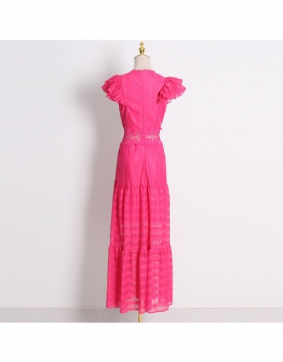 Replica  Solid Ruffled Cutout Lace Sleevelss Maxi Dress Sleeveless Crew Neck #796446 $107.06 USD for Wholesale