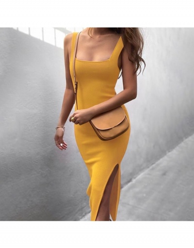 Summer Square Neck  Slit Solid  Long Dresses Sleeveless Square Neck #796449 $16.07 USD, Wholesale Fashion Maxi Dresses