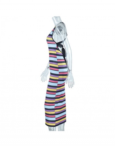 Replica  Sexy Striped Backless Bodycon Maxi Dress Sleeveless Scoop Neck #796452 $19.96 USD for Wholesale