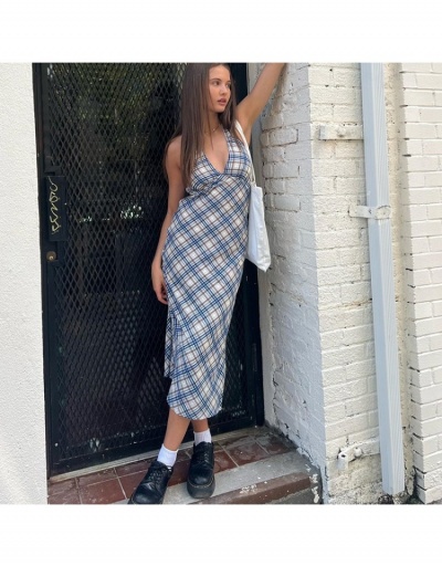 Sexy Plaid Sleeveless Slim Maxi Dress Sleeveless V Neck #796453 $19.96 USD, Wholesale Fashion Maxi Dresses