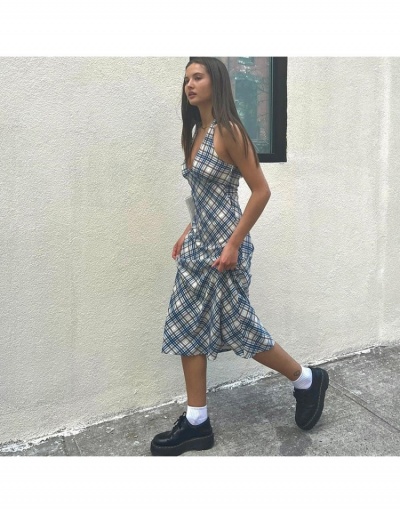 Replica Sexy Plaid Sleeveless Slim Maxi Dress Sleeveless V Neck #796453 $19.96 USD for Wholesale