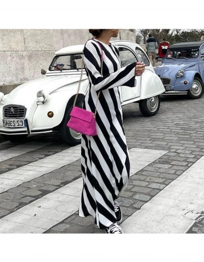 Replica Striped  Cut Out Long Sleeve Maxi Dresses For Women Long Sleeve Crew Neck #796455 $31.02 USD for Wholesale