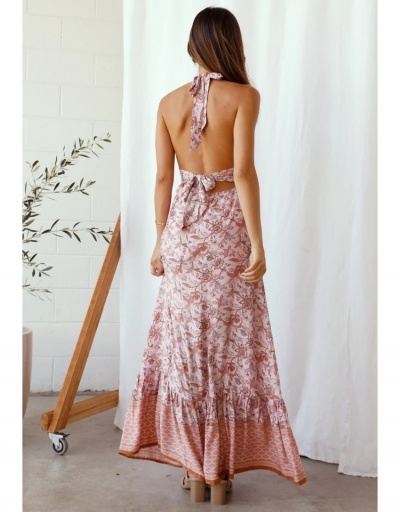 Replica  Summer Floral Halter Backless Maxi Dress Sleeveless #796464 $32.11 USD for Wholesale