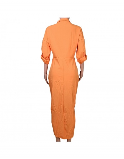 Replica Fall Ruched Long Sleeve Shirt Maxi Dress Long Sleeve Turndown Collar #796471 $30.94 USD for Wholesale