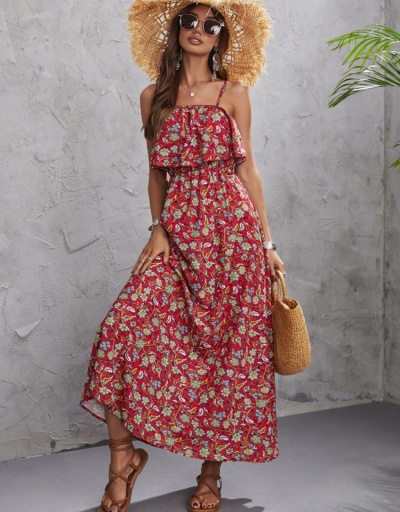 Replica Holiday Beach Printing Sleeveless Maxi Dress Sleeveless Boat Neck #796472 $28.65 USD for Wholesale