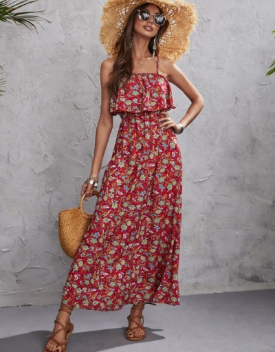 Replica Holiday Beach Printing Sleeveless Maxi Dress Sleeveless Boat Neck #796472 $28.65 USD for Wholesale