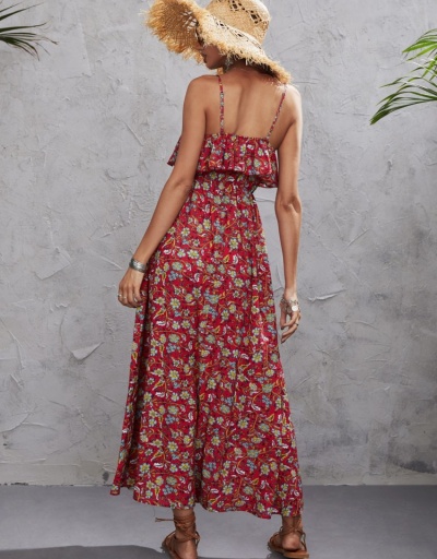 Replica Holiday Beach Printing Sleeveless Maxi Dress Sleeveless Boat Neck #796472 $28.65 USD for Wholesale