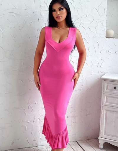 New Fashion Solid Ruffles Sleeveless Maxi Dress Sleeveless Sweetheart Neck #796477 $30.38 USD, Wholesale Fashion Maxi Dresses