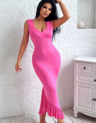 Replica New Fashion Solid Ruffles Sleeveless Maxi Dress Sleeveless Sweetheart Neck #796477 $30.38 USD for Wholesale