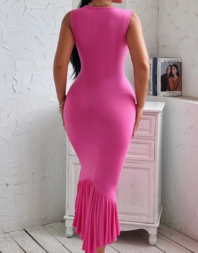 Replica New Fashion Solid Ruffles Sleeveless Maxi Dress Sleeveless Sweetheart Neck #796477 $30.38 USD for Wholesale