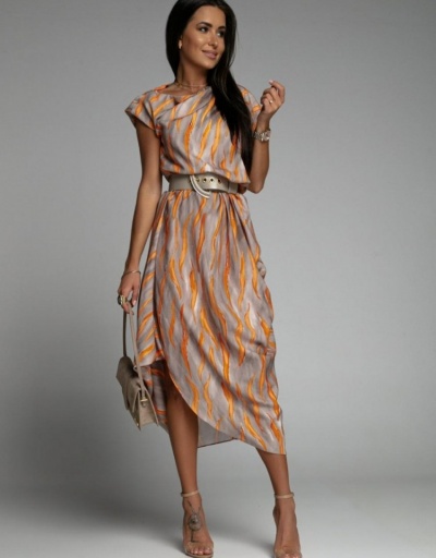  Fashion Contrast Color Stripe Dress Short Sleeve Bateau Neck #796479 $22.23 USD, Wholesale Fashion Maxi Dresses