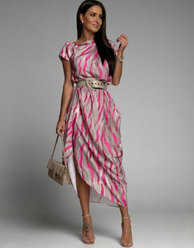 Replica  Fashion Contrast Color Stripe Dress Short Sleeve Bateau Neck #796479 $22.23 USD for Wholesale