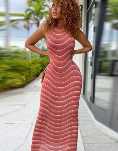 Trendy Printed Zipper Up Sleeveless Maxi Dress Sleeveless Crew Neck #796483 $21.01 USD, Wholesale Fashion Maxi Dresses