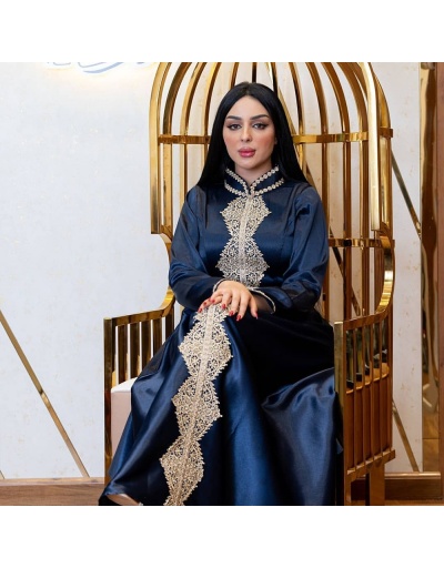 Replica Party Elegant Stand Collar Long Sleeve Maxi Dress Long Sleeve Stand Collar #796484 $68.57 USD for Wholesale