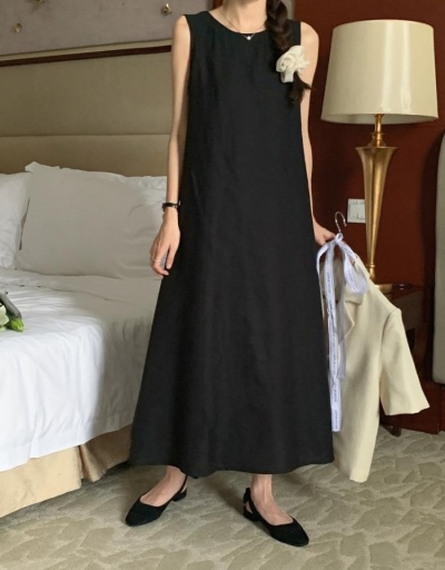 Replica  2022 Summer Pure Color Sleeveless Maxi Dress Sleeveless Crew Neck #796489 $35.10 USD for Wholesale