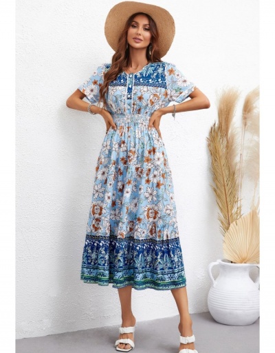 Summer Fashion Printing Short Sleeve Women's Dress Short Sleeve V Neck #796492 $26.53 USD, Wholesale Fashion Maxi Dresses