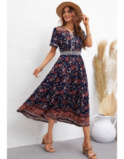 Replica Summer Fashion Printing Short Sleeve Women's Dress Short Sleeve V Neck #796492 $26.53 USD for Wholesale