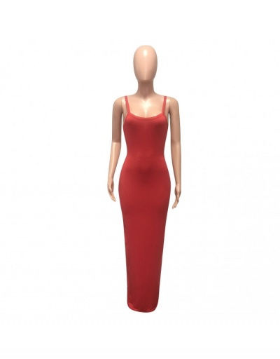 Replica Sexy Pure Color Tight Women's Long Dress Sleeveless V Neck #796496 $18.79 USD for Wholesale