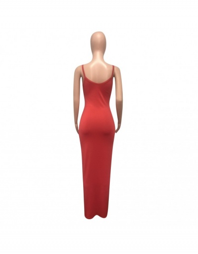 Replica Sexy Pure Color Tight Women's Long Dress Sleeveless V Neck #796496 $18.79 USD for Wholesale