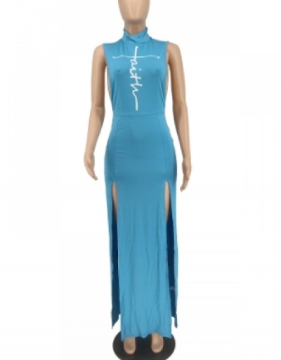 Replica  Summer Sexy Sleeveless High Slit Maxi Dress Sleeveless Crew Neck #796506 $31.56 USD for Wholesale